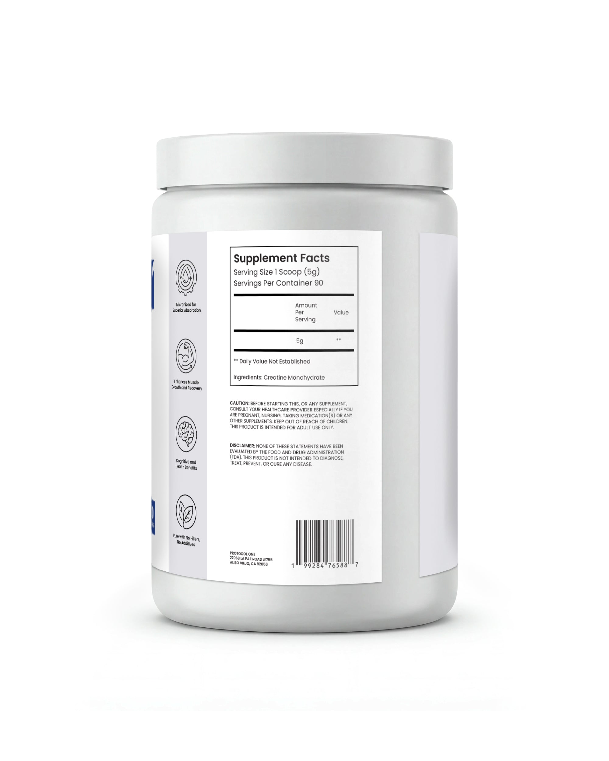 Protocol One Micronized Creatine Monohydrate – 450g | 90 Servings | Unflavored